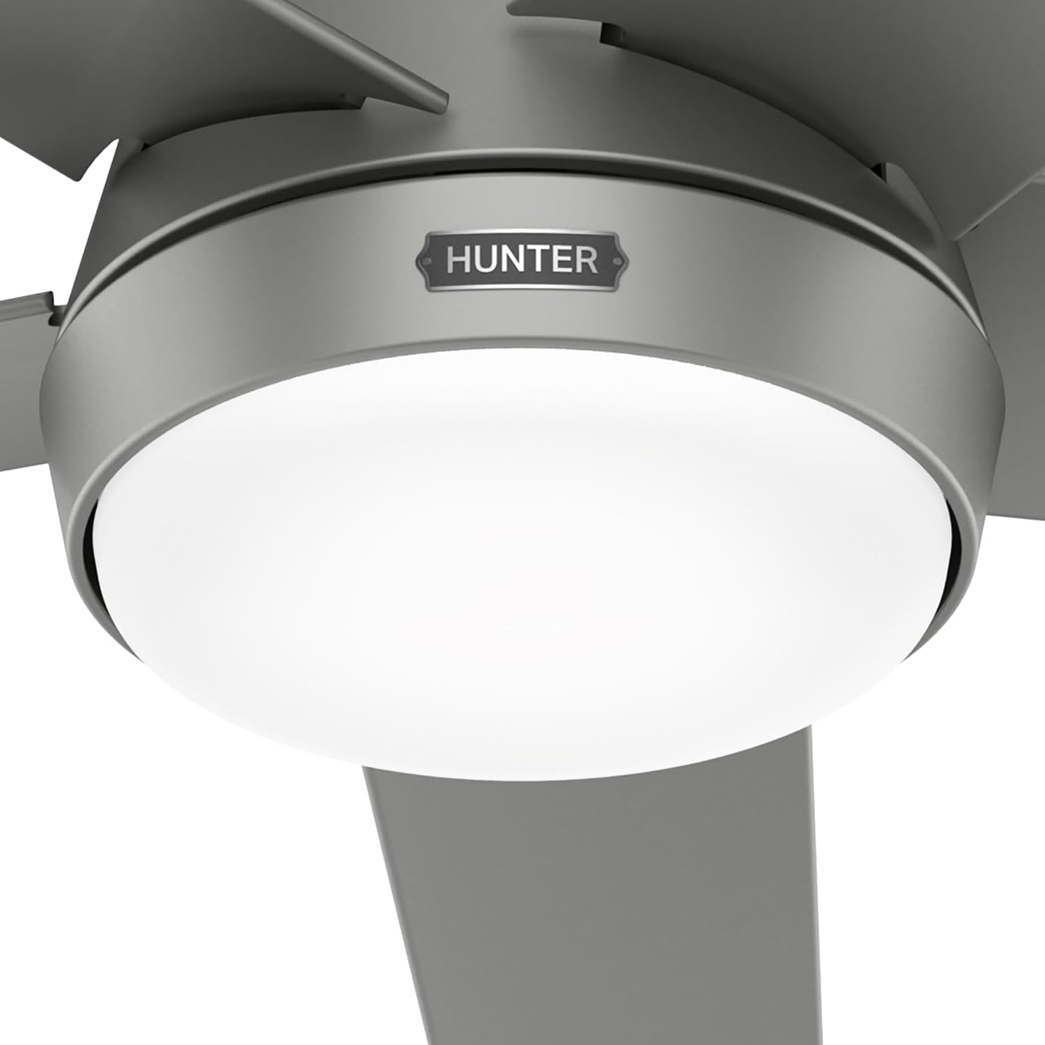 Hunter Skyflow 52 inch Indoor/Outdoor Ceiling Fan with Light and Wall Control, Matte Silver Ceiling Fan, 3 Speed WhisperWind Motor, 52612, for Coastal Patios, Pergolas, Bedrooms, or Living Rooms