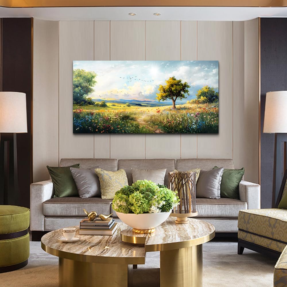 Wapluam Large Wall Art For Living Room Wall Decor For Bedroom Office Decorations Pastoral Wall Paintings Scenery Abstract Watercolour Farmhouse Pictures Modern Posters Canvas Prints Artwork Home Decor