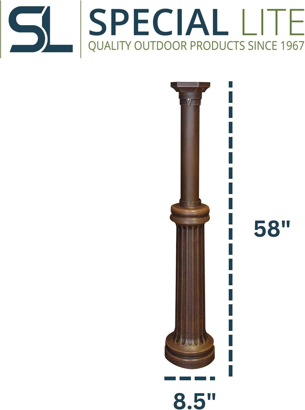 Special Lite Bradford Mailbox Post - Copper Cast Aluminum Post for Curbside Mailbox - SPK-590-CP