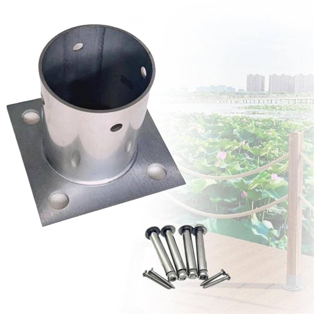 Deck Railing Post Side Mounting Brackets, Posts Support Pack for Fix Fence/Flag Round Posts, Sturdy Construction Pergola Brackets Kit Post Base with Screws(Dia 2.4 X 3.1IN(60 X 80MM),7 pcs)