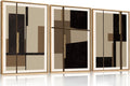 Abstract Shapes Framed Canvas Wall Art Set, Mid-Century Black Polygon Wall Decor, Black Brown Irregular Painting, Neutral Modern Art Print for Living Room, Dining Room, Office - 24'x36'x3