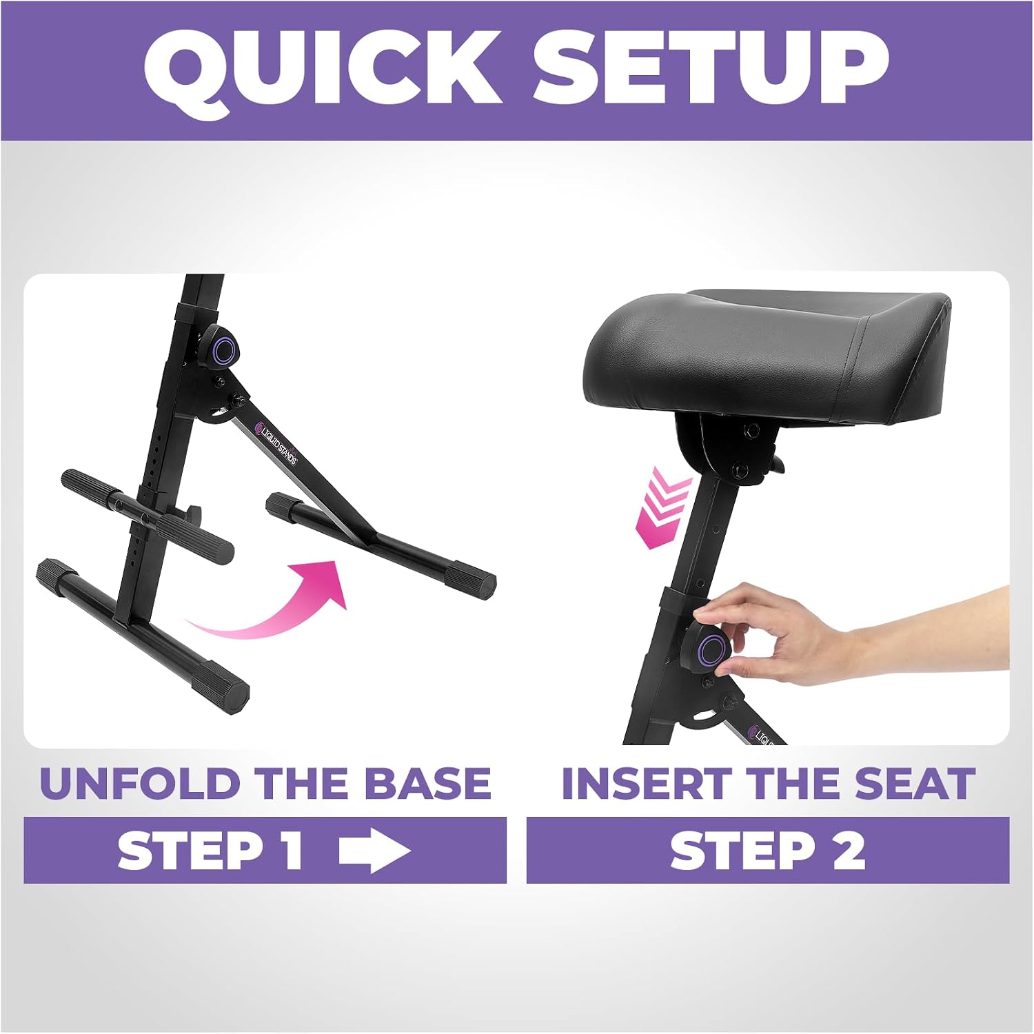 Liquid Stands Guitar Stool for Adults, Height Adjustable Guitar Chair - Comfortable Musician Drum Throne - Padded Drum Seat for Double Bass, Musician, Drummer, Guitarist Player