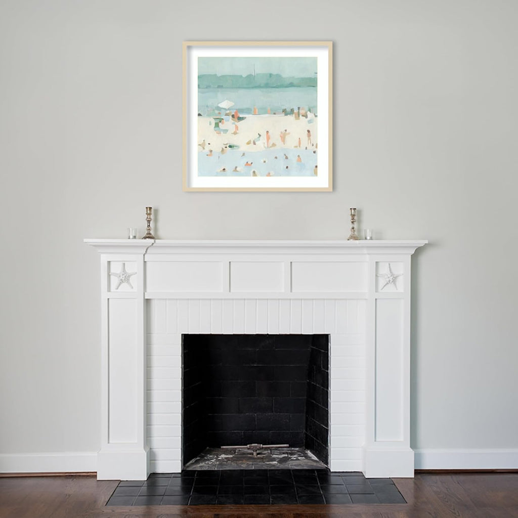 Amanti Art Framed Wall Art Print 33x33 Sea Glass Sandbar I by Emma Scarvey, Abstract Wall Art, Coastal Decor, Large Poster Painting Artwork for Living Room, Bedroom, Bathroom, Kitchen, Office or