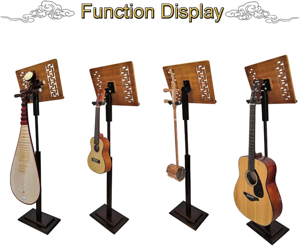 Violin Music Stand with Carrying Bag, Sheet Music Stand with Violin Hanger, Stable and Rotatable, The Wooden Bookshelf is More Stable, Extra Stable M (Wood 17cm*45cm*75cm)