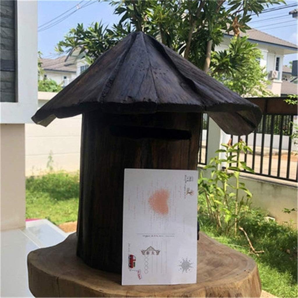 Wooden Mailbox, Handicraft Wall-Mounted Outdoor Mailbox Wooden Postbox Creative Retro Mailbox