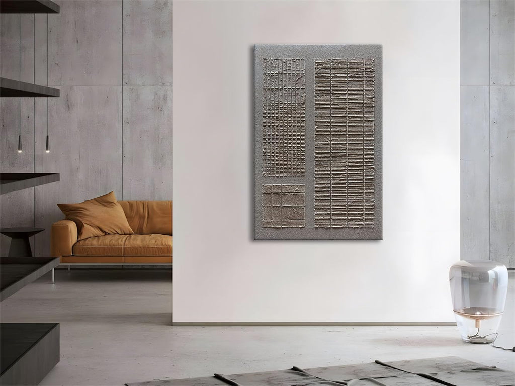 Slyart Hand-Painted Beige and White Texture Abstract Wall Art Oil Painting 45x30 inch Contemporary Minimalist Art Home Wall Decoration for Living Room Bedroom Kitchen Office