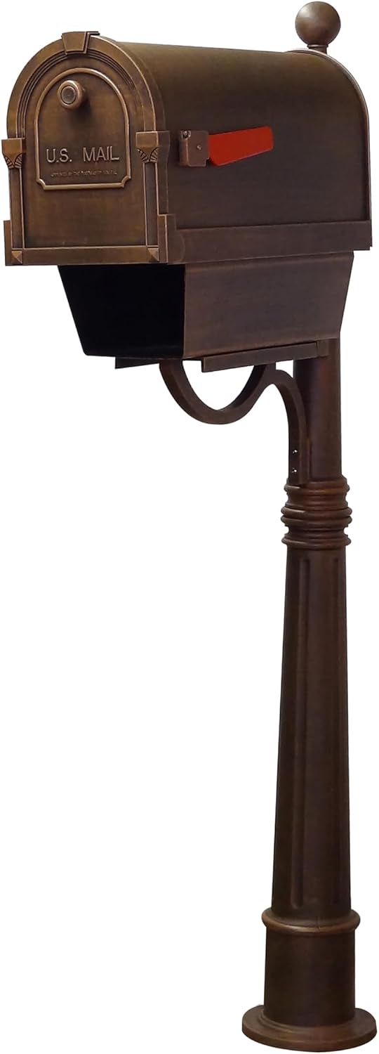 Special Lite Savannah Curbside Mailbox with Paper Tube with Ashland Post - Copper Aluminum Mailbox with Post - SCS2014-SPK600-CP