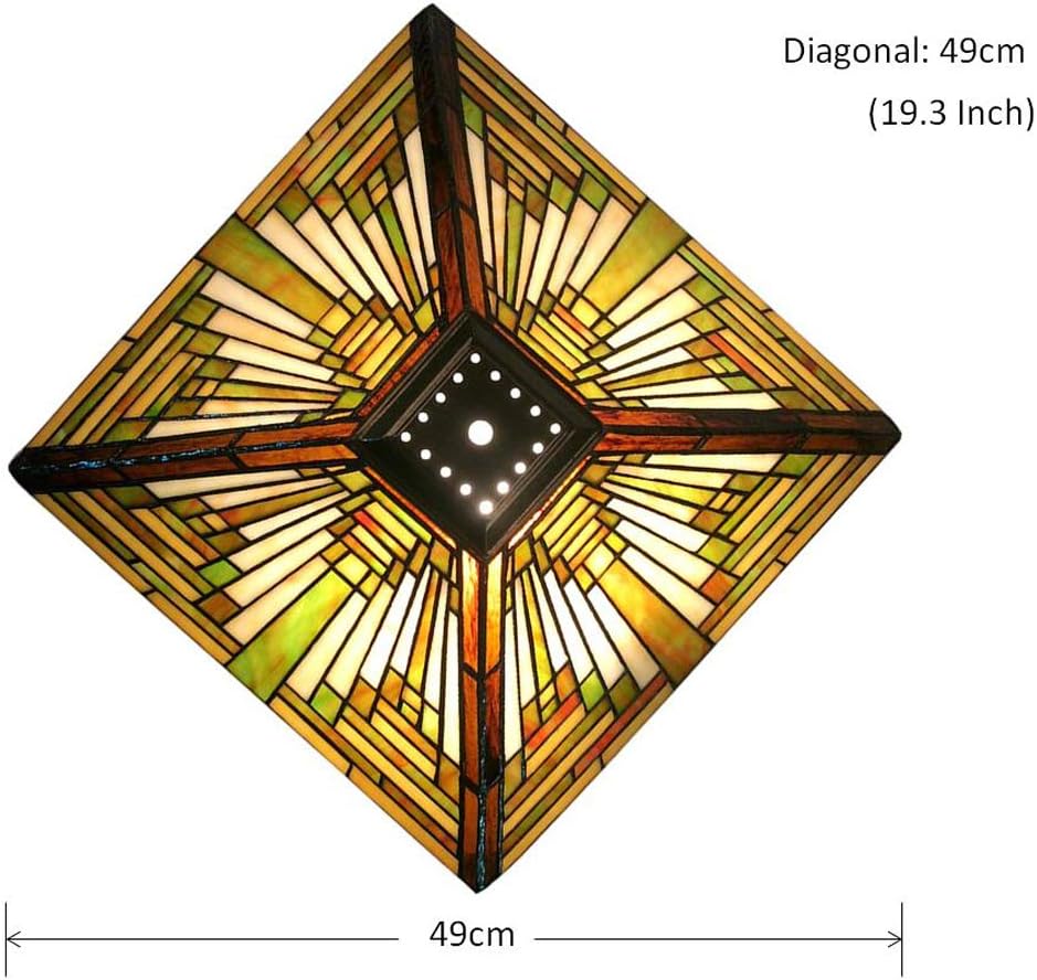 Premium Tiffany Lamp Shade, Mission Lampshades, Stained Glass Square Lampshade, 14 Inches Wide, Lampshade for Table Lamp