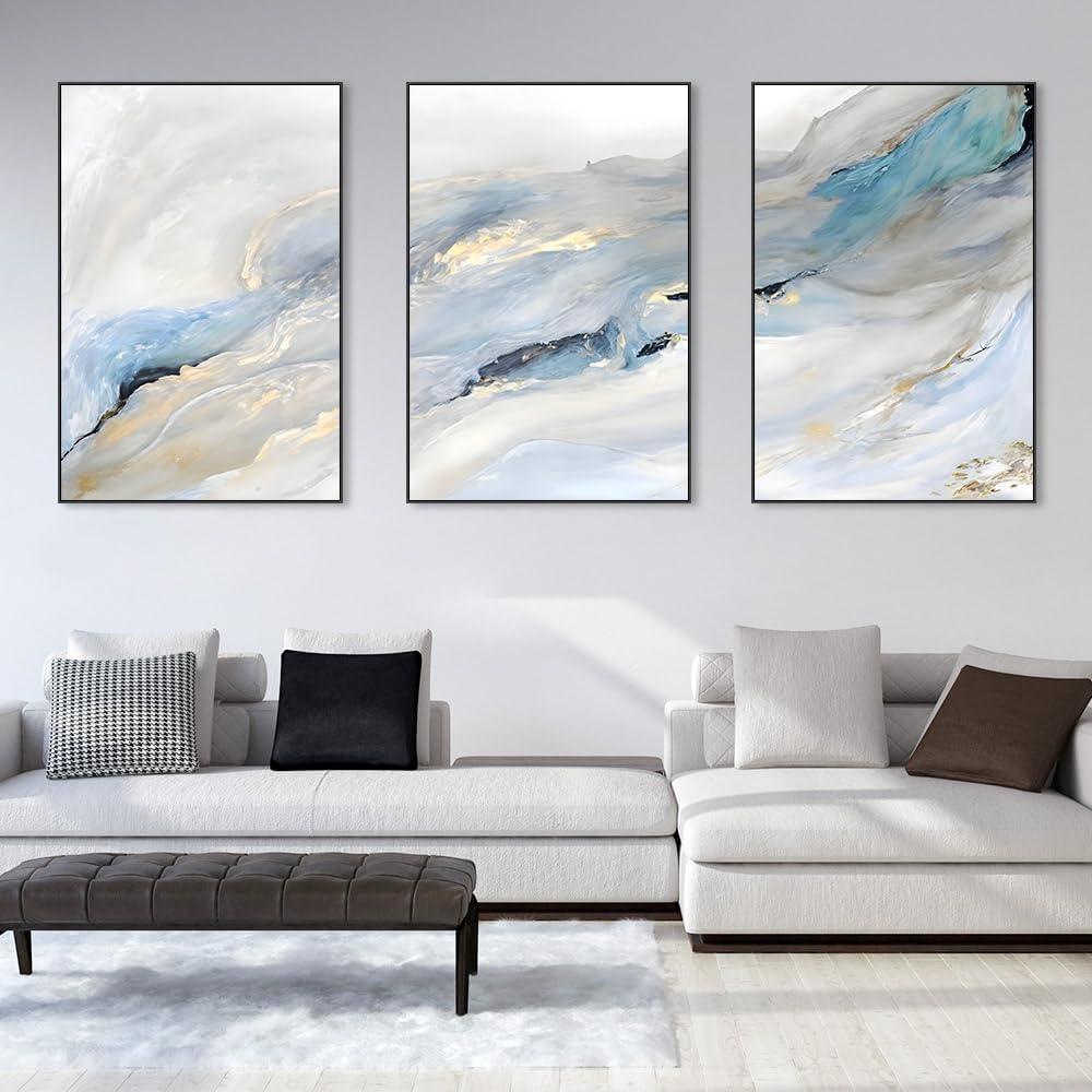 Framed Canvas Wall Art for Living Room,Wall Decorations for Bedroom Office Wall Decor Abstract Minimalist Painting,Large Wall Art Pictures 3 Piece Ready To Hang for Modern Home Decor