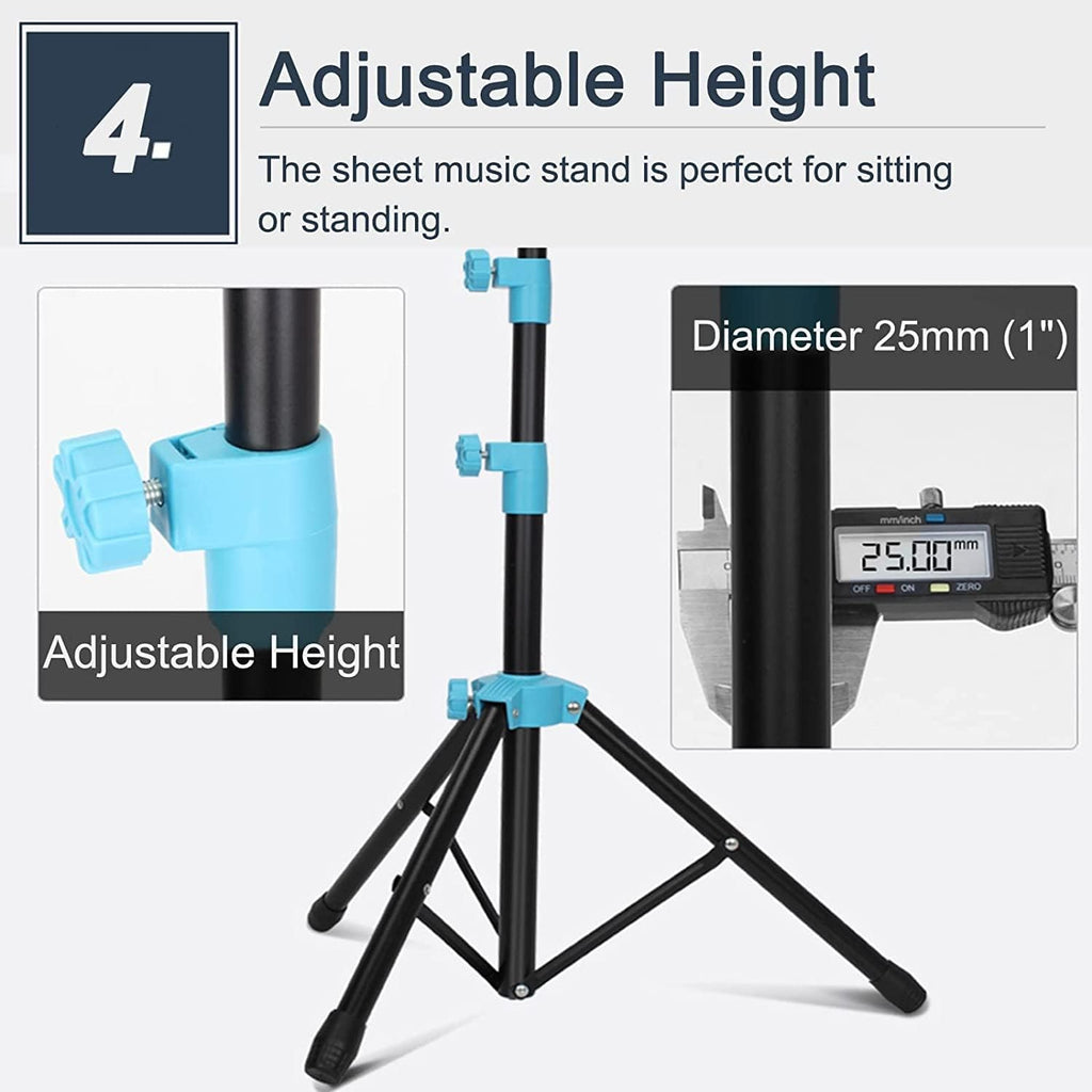 Music Stand Adjustable Height Music Stands Portable Music Holder Foldable Sheet Music Stands Tripod Base Fits Violin Guitar Music Stand More Stable