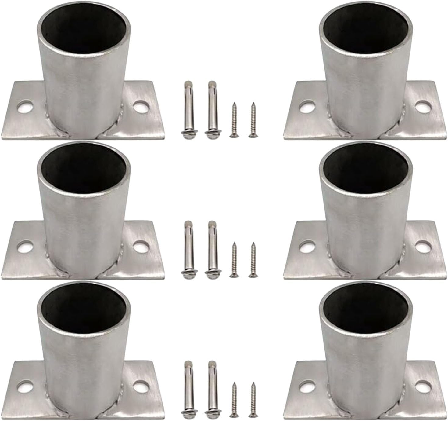 Post Base 2x2 4x4 6x6 8x8 Wood to Concrete, Strong Tie Post Sleeve Surface Mount Kit/Porch Mailbox Fence Column Protector/Round Anchor, 2/3/ 4/5/ 6/10/ 12 Pcs(6pcs,Dia 110 mm/4.3 in)