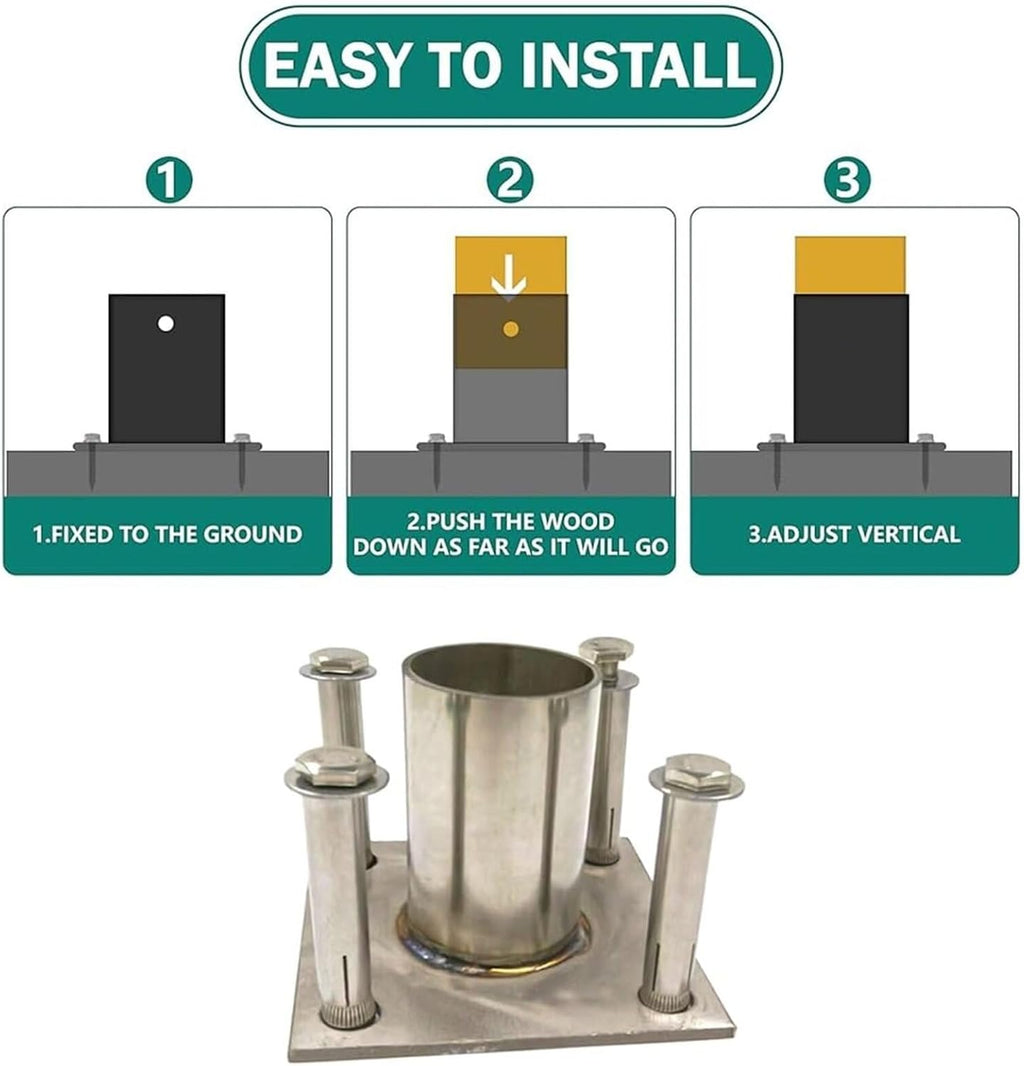 Post Base 2x2 4x4 6x6 8x8 Wood to Concrete, Strong Tie Post Sleeve Surface Mount Kit/Porch Mailbox Fence Column Protector/Round Anchor, 2/3/ 4/5/ 6/10/ 12 Pcs(6pcs,Dia 120 mm/4.7 in)