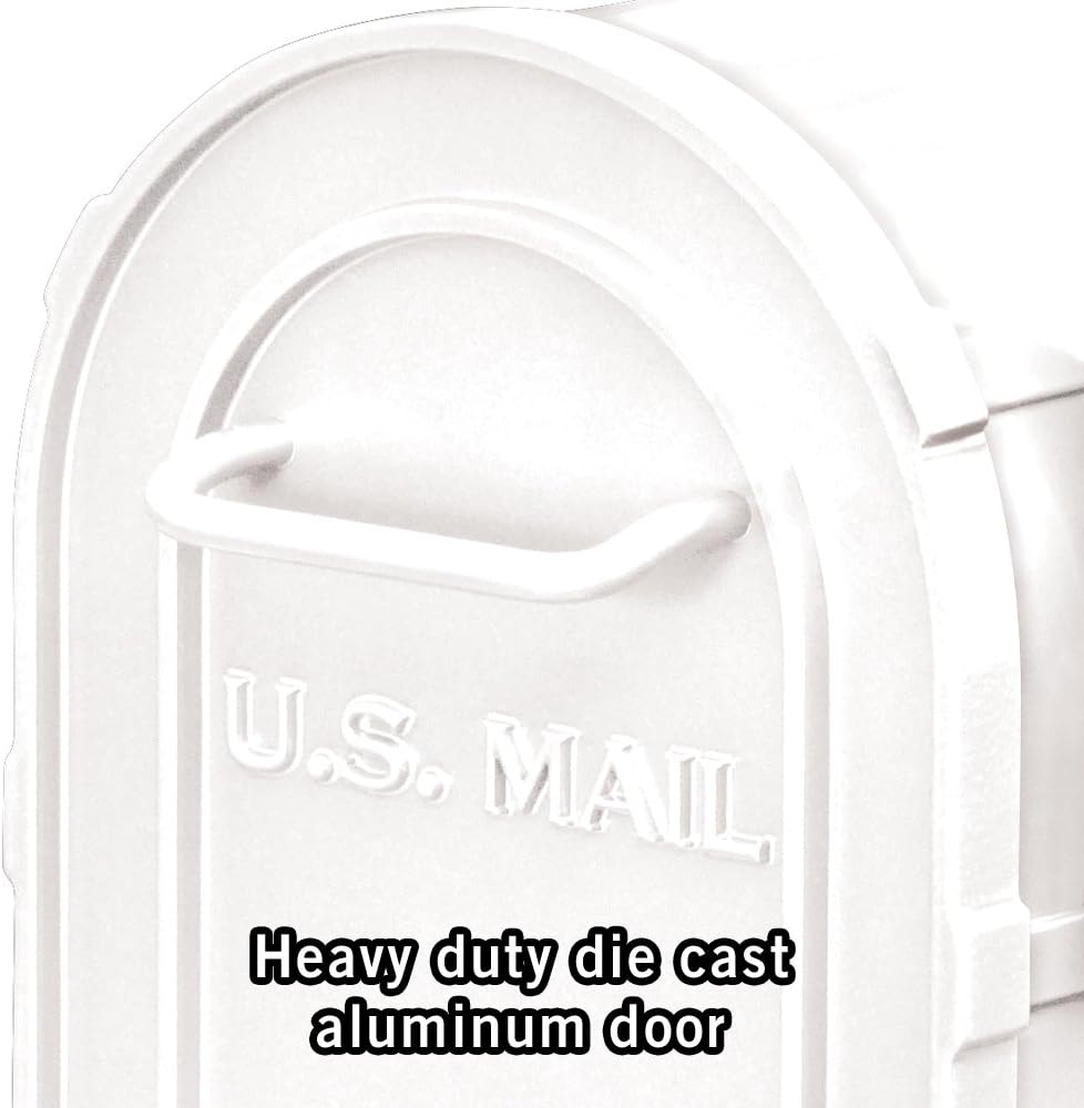 Salsbury Industries 4850WHT Heavy Duty Rural Mailbox, White, 7.5 in. W x 9.5 in. H x 20.5 in. D