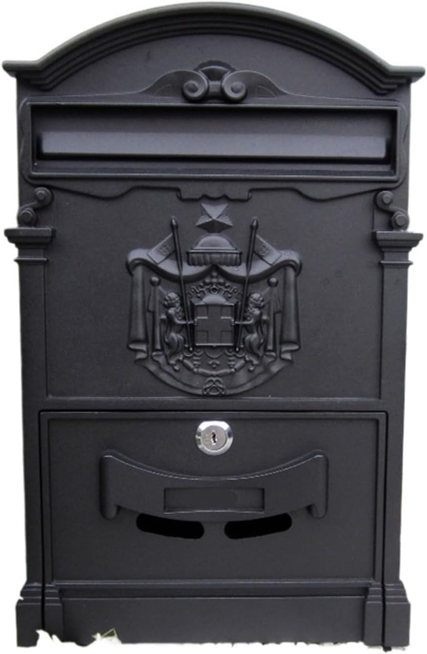 letterbox Wall Mount Locking Vintage Lockable Metal Mailboxe Large Capacity Postbox Security Mail Box for Receiving Mail