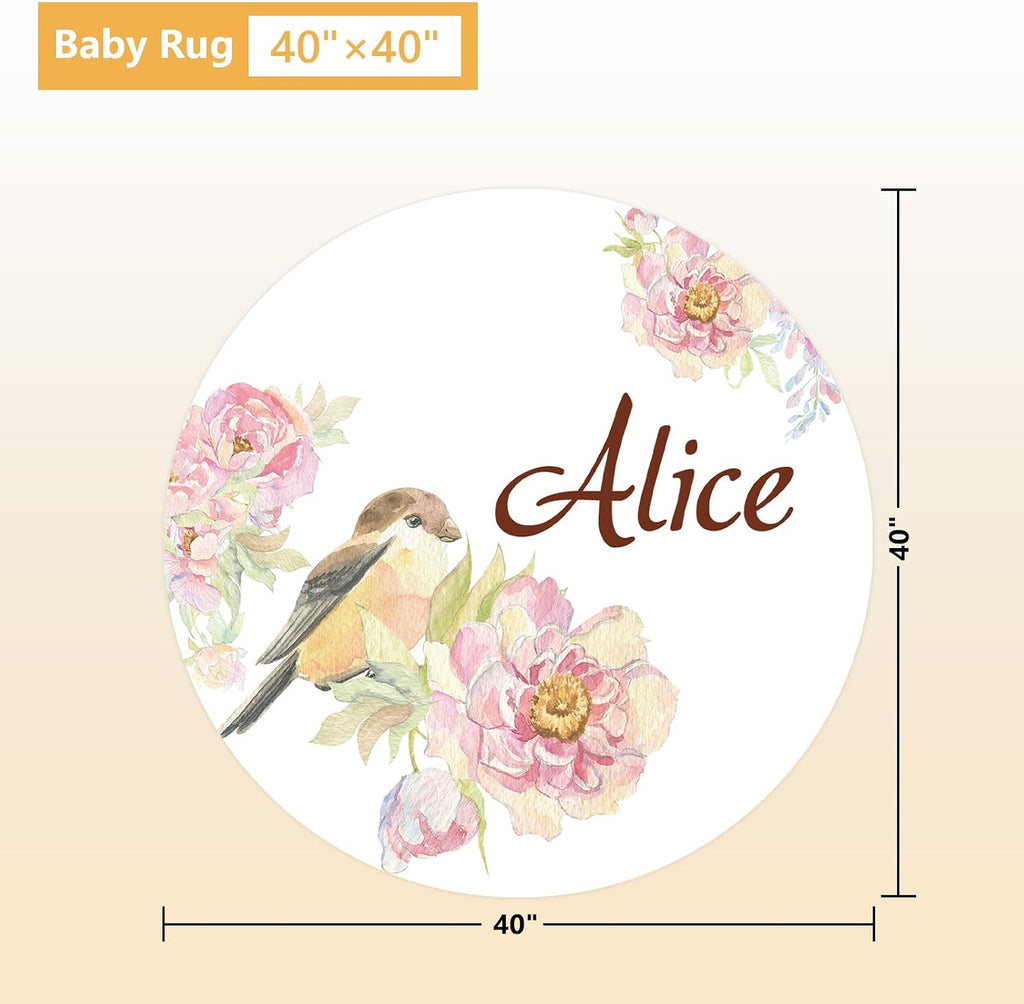 Terwex Custom Baby Bedding Set - 5 Pcs Customized Nursery Bedding Set with Name - Comfortable Double Layer Crib Sets for Girls Boys - Personalized Gifts for Infants Toddlers New Parents - Floral Bird