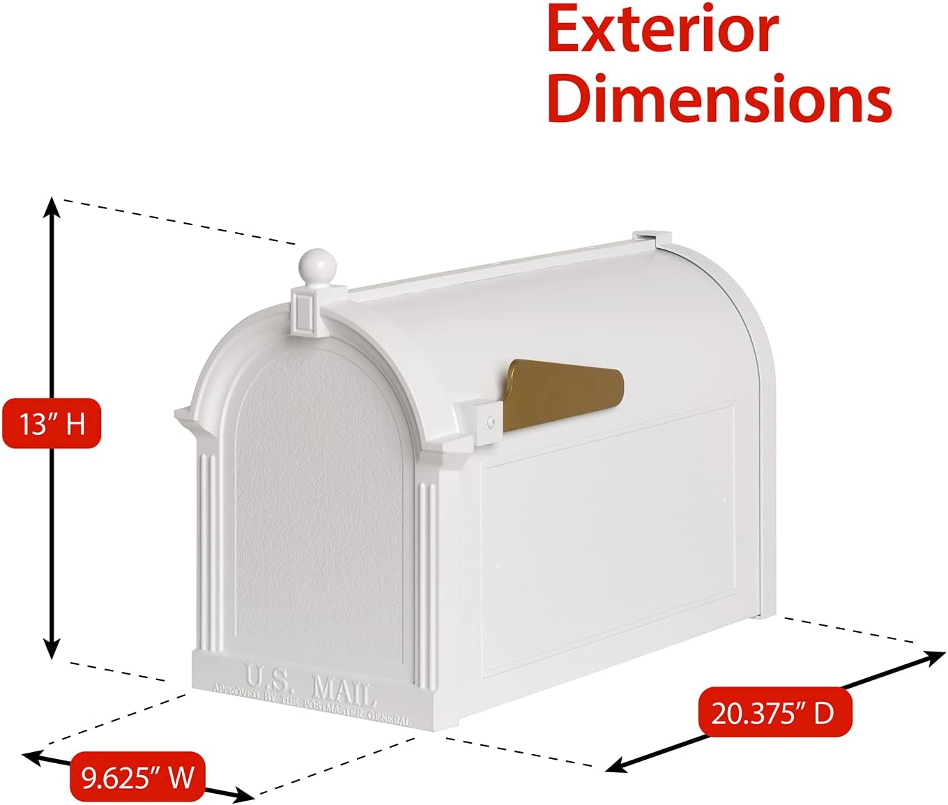 Whitehall Deluxe Streetside Mailbox Package,White,Extra Large,70729