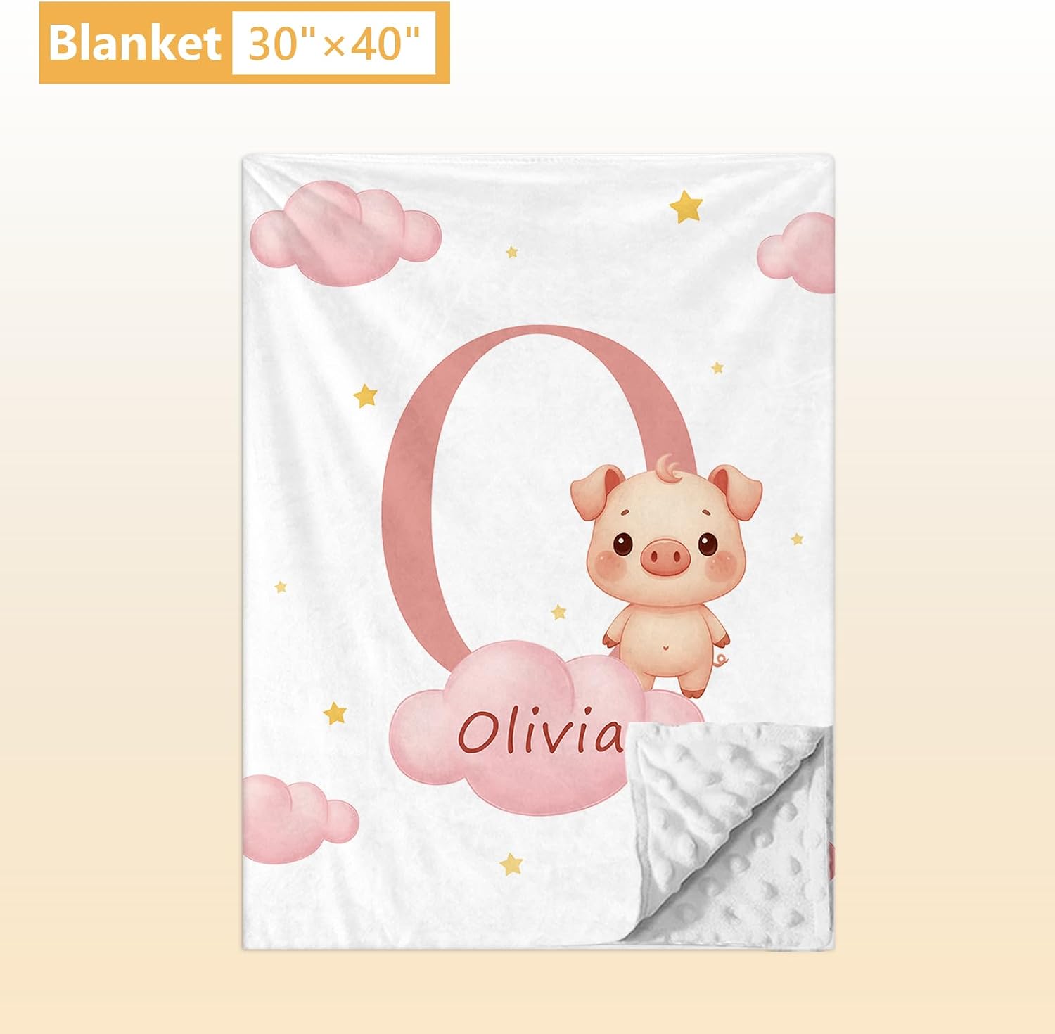 Terwex Custom Baby Bedding Set, 5 Pcs Personalized Baby Crib Sets with Name, Toddler Bedding Set for Baby Girls Boys, Pink Pig Double Layer Nursery Bedding Set, Customized Gift for Infant New Parents