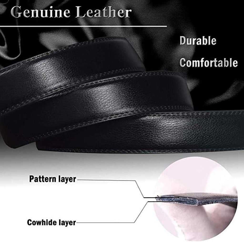 Micro-Adjust Slide Ratchet Genuine Leather Belt Men Dress Pants Shirt Executive Gift.