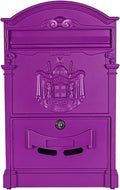 Mailboxes for Outside, Wall Mount Locking Mailbox, Vintage Large Capacity Mail Box, Security Mail Letter Metal Mailbox, for Outside(Purple)
