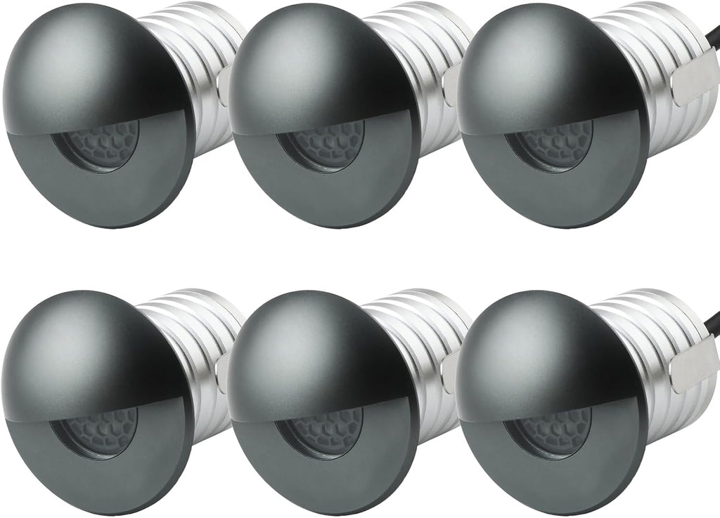 LED In-Ground Step Light- Half Moon Anti-Glare, 3W 12V-24V DC, Recessed Wall Lights, IP67 Waterproof, Buried Underground Outdoor Landscape Lighting,Warm White 3000K (6 Pack)