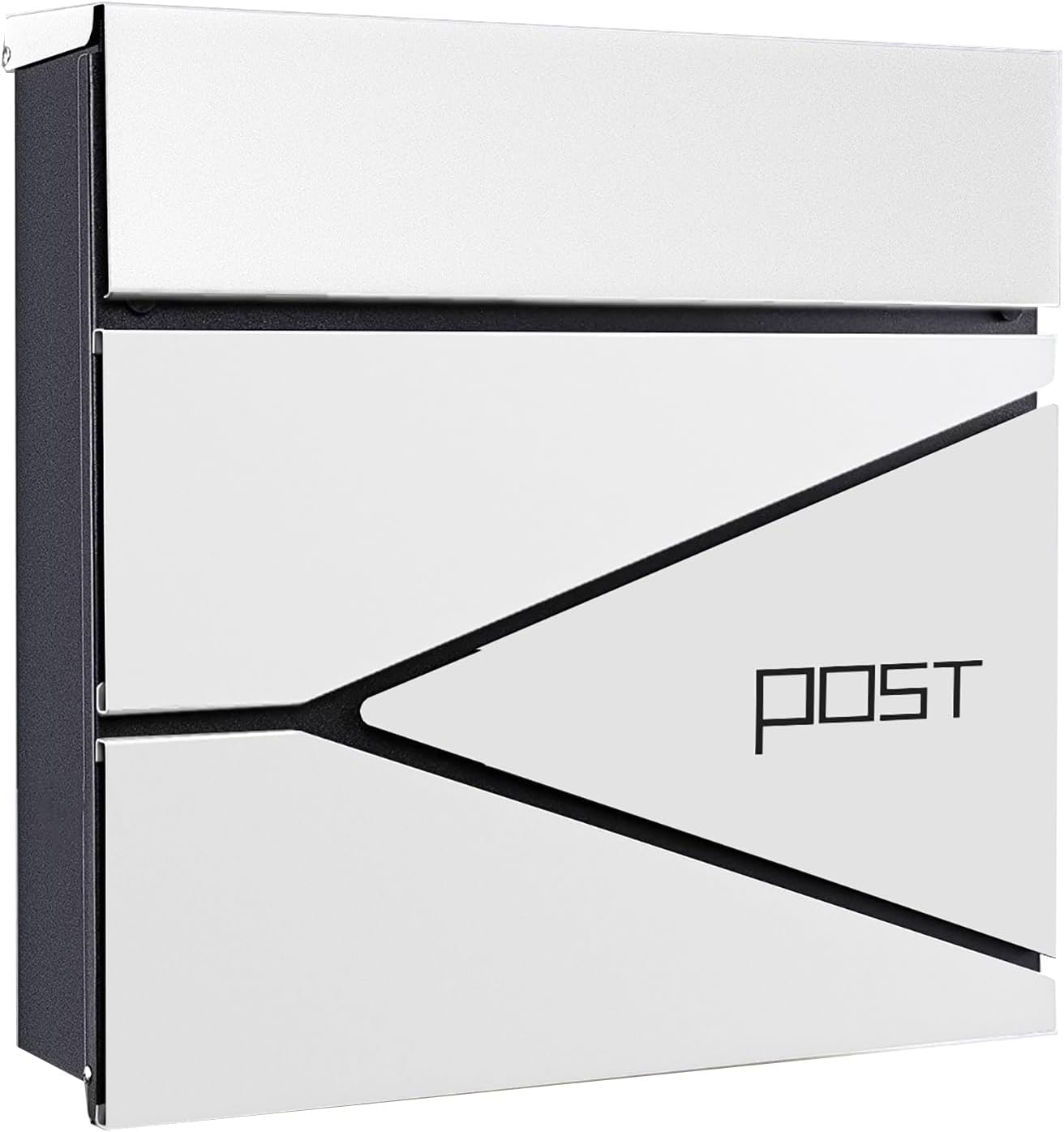 Mailboxes for Outside, Locking Wall Mount Mailboxes, Large Capacity Metal Mailbox, for Outside, Home, Office Business(White)