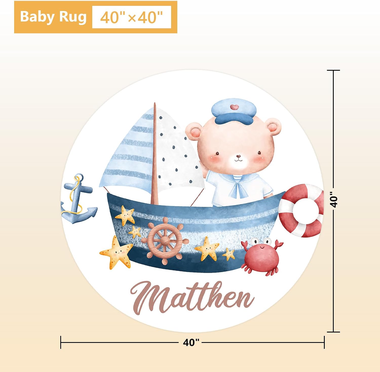Terwex Custom Baby Bedding Set, 5 Pcs Customized Nursery Bedding Set with Name, Comfortable Double Layer Crib Sets for Boys Girls, Personalized Gifts for Infants Toddlers New Parents, Sailing Bear