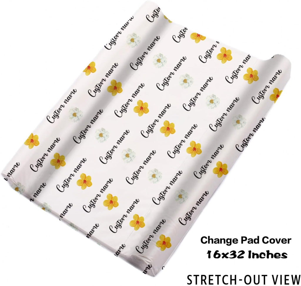 TOOTANN Custom Baby Crib Bedding Set, 5 Pcs Personalized Name Baby Crib Sheets for Kid Toddler Infant, Sunflowers and Little Elephant Nursery Bedding Set