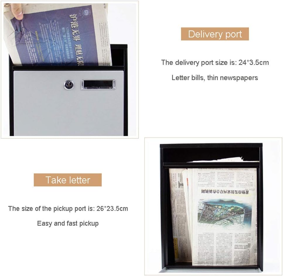 Design Mailbox,Letterbox Metal 3 Colours,Post Mail Secure,Steel Square Letter Mail Post Box Wall Mountable Lock,Outdoor Premium Wall Mounted Lockable Mail Box,Waterproof Letter Box