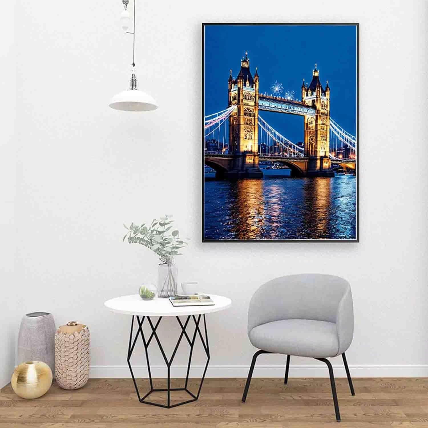 Golden Gate Bridge Paint by Numbers Landscape Paint by Numbers Kit for Adults, Pre Drawn Canvas Painting Kits with 3 Paintbrushes and Acrylic Oil Painting, Hobbies for Women 40x53in (with Frame) -i100