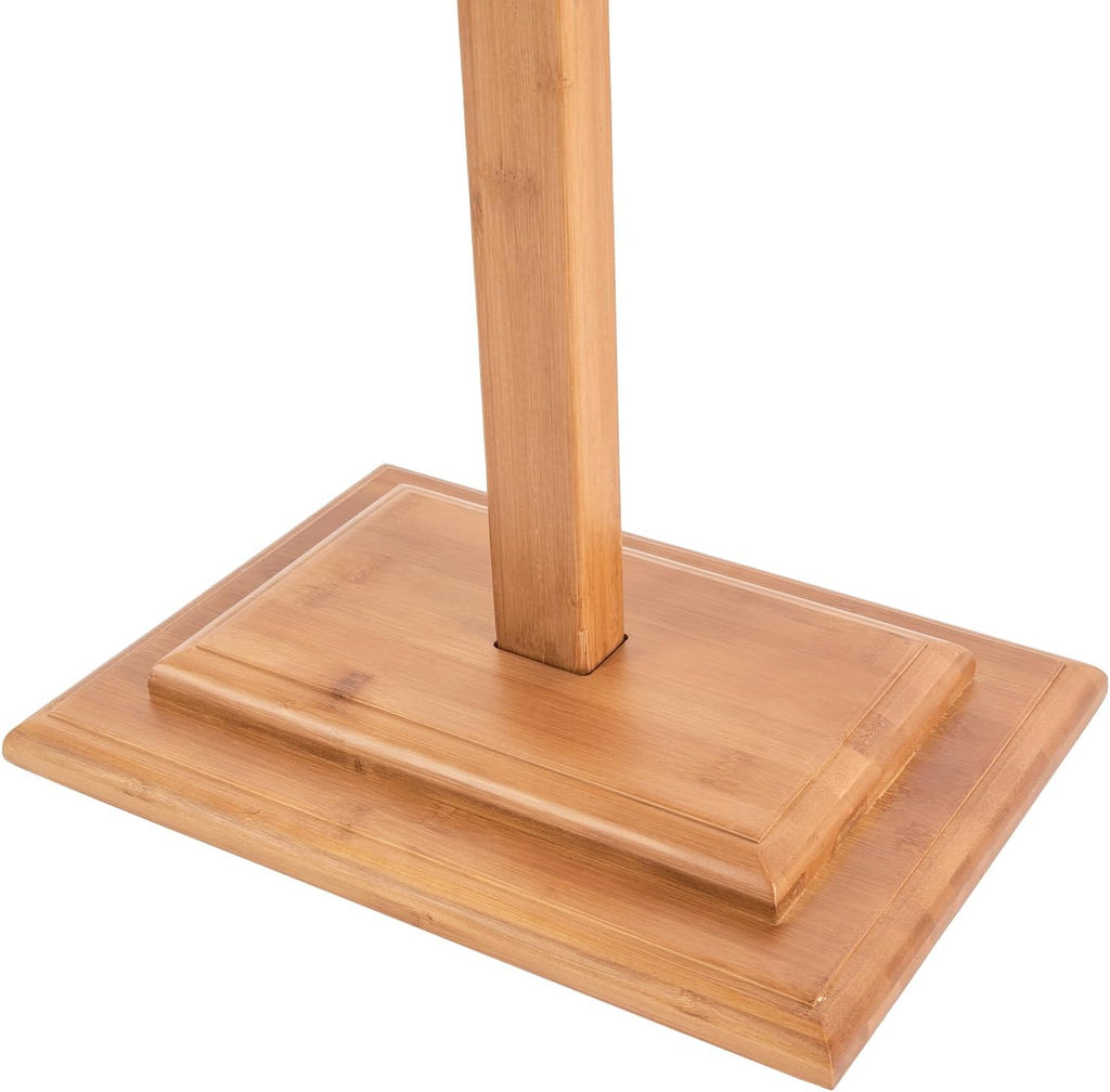 Bamboo Music Stand Adjustable Height Sheet Music Stand with Mobile Phone Holder, Anti-slip Foot Pads, Freestanding Music Stand 340° Rotatable Music Holder Rack (100-130cm)