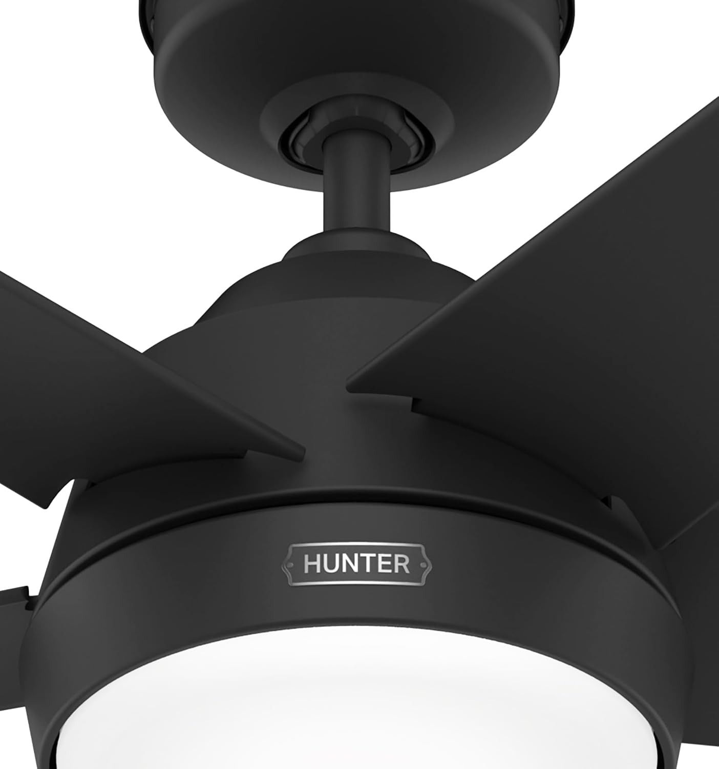 Hunter Skyflow 52 inch Indoor/Outdoor Ceiling Fan with Light and Wall Control, Matte Black Ceiling Fan, 3 Speed WhisperWind Motor, 52589, for Coastal Patios, Pergolas, Bedrooms, or Living Rooms