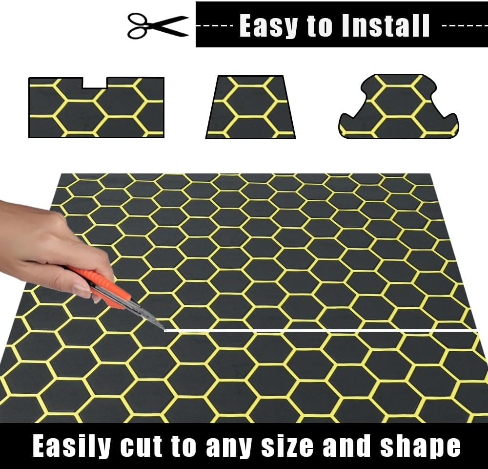 43.31' /37.7' New Hexagon EVA Self-Adhesive Boat Flooring and Decorative Fish for Yacht Pool Boat Flooring Sheet Thick Non-Skid mat