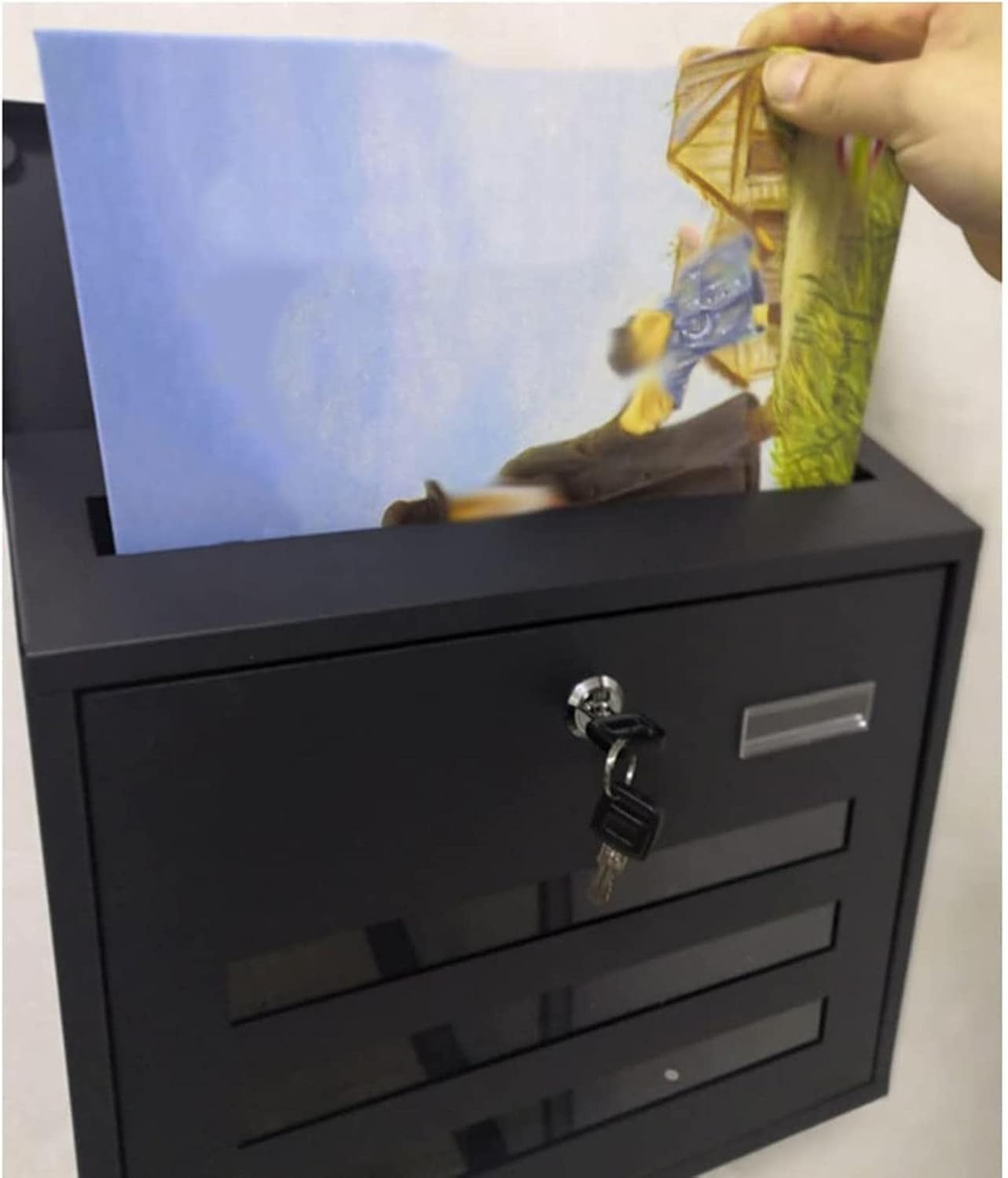 Metal Mailbox Posts Wall Mount Letterboxes Mail Drop Collection Boxes Package Lockers Envelopes Mailing Supplies 13.4×10.6×3.9 Inch