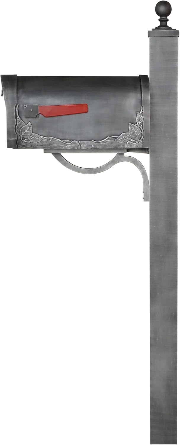 Special Lite Floral Curbside Mailbox with Springfield Post - Swedish Silver Aluminum Mailbox with Direct Burial Post - SCF-1003_SPK-710-SW