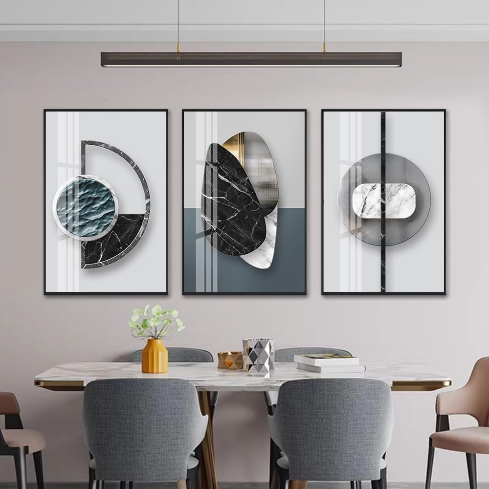 QKF Large Glossy Canvas Abstract Geometric Wall Art Dark Graphics Modern Home Living Room Bedroom Wall Decor Painting Poster Printing Artwork 20 'X 28'