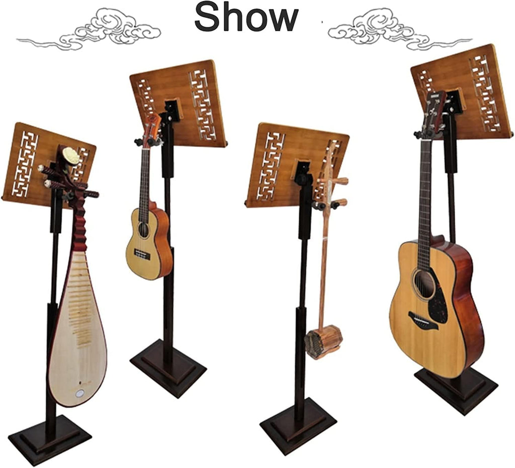 Music Stand Music Stands Heavy Wooden Music Holder 45'-53' Height Adjustable Sheet Music Stands with Guitar Holder Vintage Style More Stable