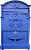 Mailboxes for Outside, Wall Mount Locking Mailbox, Vintage Large Capacity Mail Box, Security Mail Letter Metal Mailbox, for Outside(Blue)