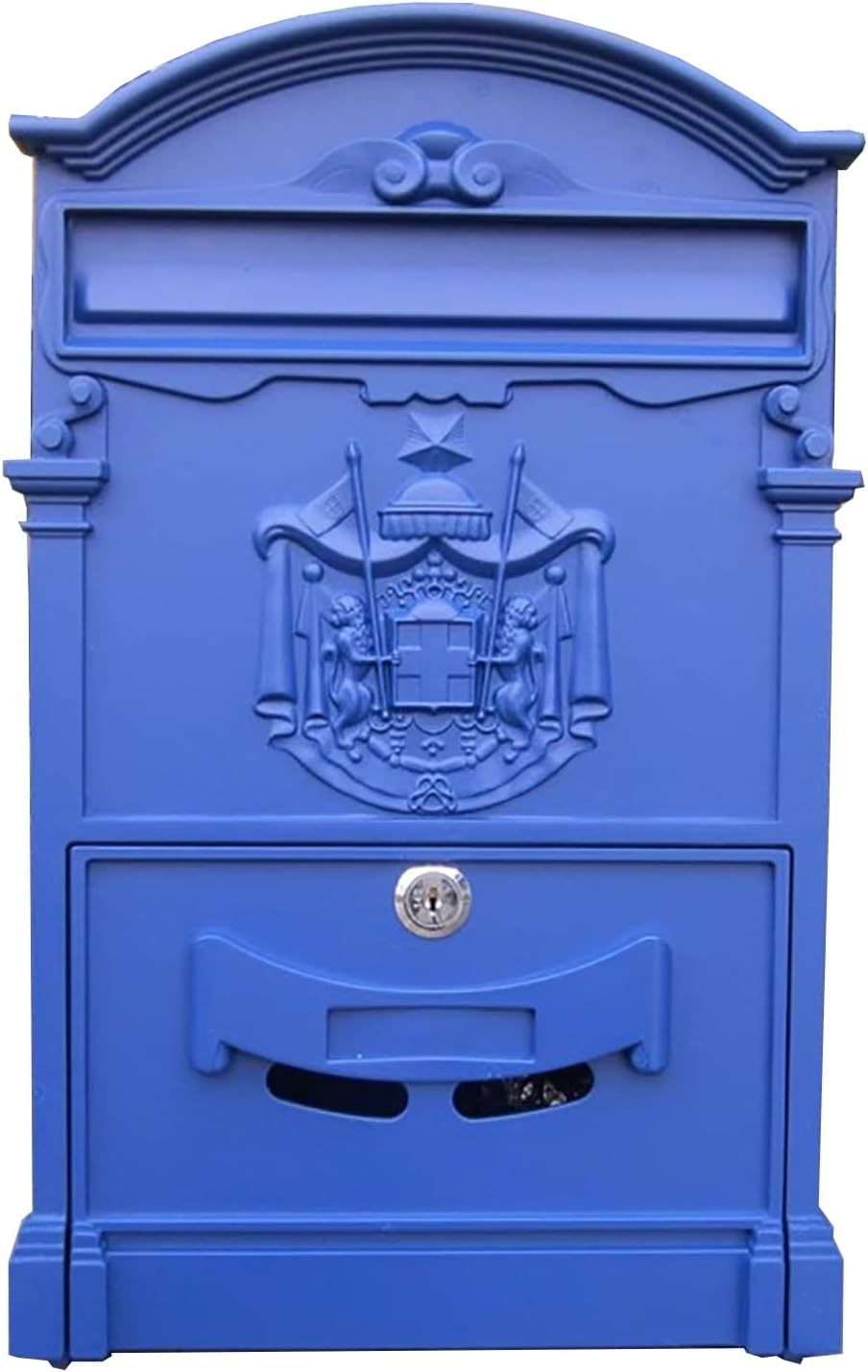 Mailboxes for Outside, Wall Mount Locking Mailbox, Vintage Large Capacity Mail Box, Security Mail Letter Metal Mailbox, for Outside(Blue)