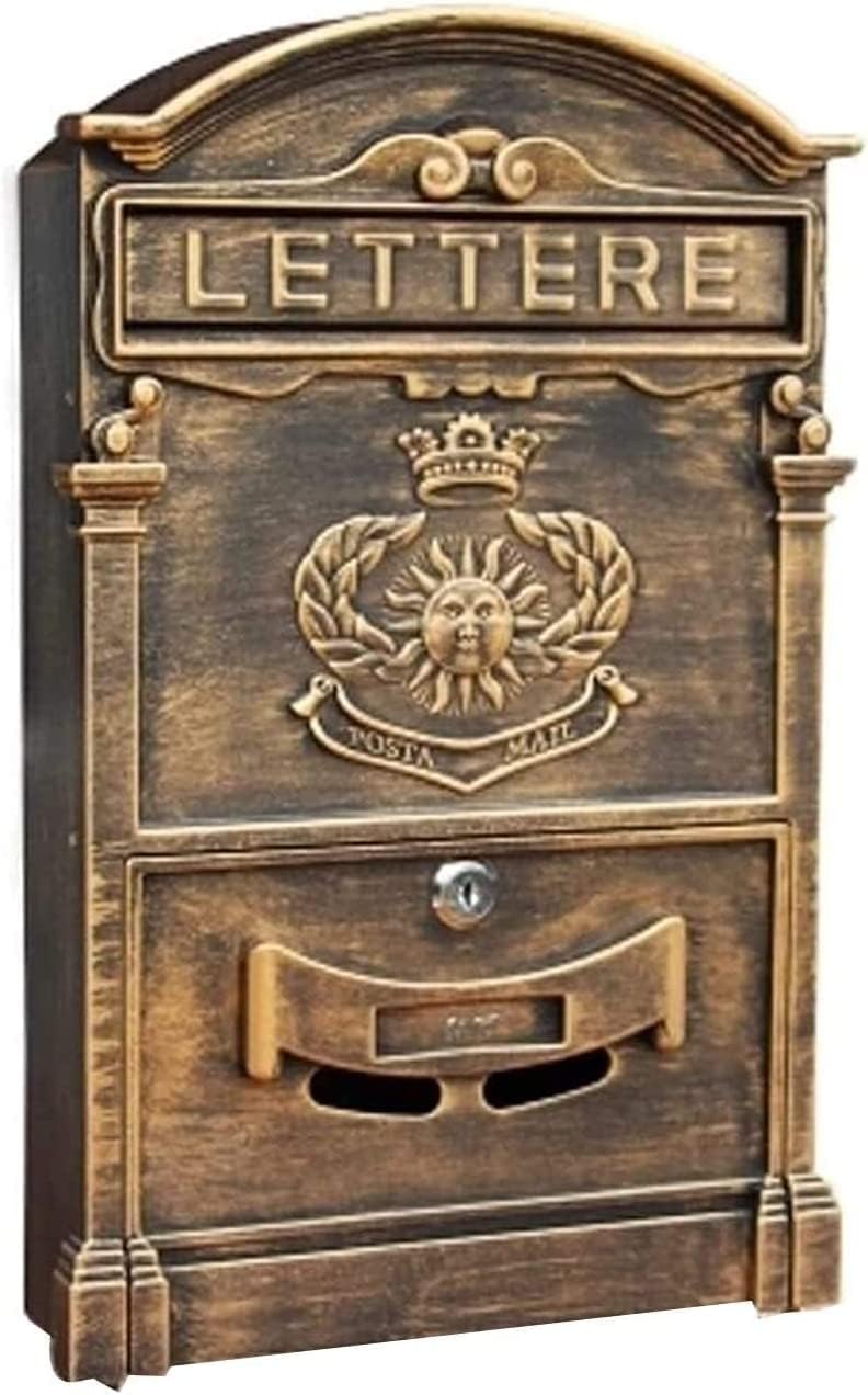 JYDQM Suggestion Box Mail Box Key Drop Box Lockbox Box Villa Outdoor Mailbox Cast Aluminum Newspaper Box Retro Home Postbox with Lock Outdoor