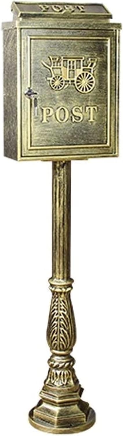 Mailbox- Mailboxes Decorative Medium Capacity Galvanized Steel Black, Mailbox & Post Combo (Color : E)