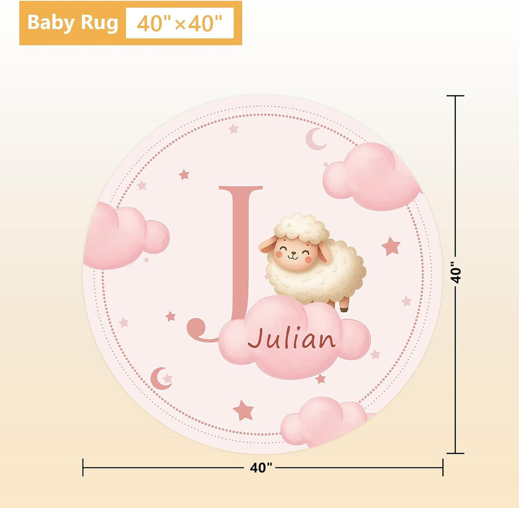 Terwex 5 Piece Customized Crib Bedding Set for Baby Girls - Custom Name Baby Crib Pink Sheep Nursery Bedding Set with Soft Blanket, Fitted Sheet, Rug, Personalized Gifts for Toddler, Newborn, Infant