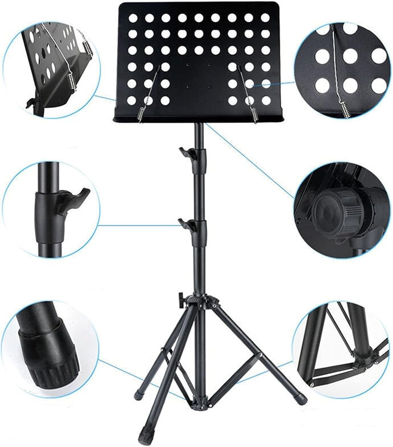 Music Stands Sheet Music Stand Folding, Portable Adjustable Music Stand for Guitar Players, Violin Players, Metal Tripod Stand, Music Clip Holder Musical Instruments(Pink)