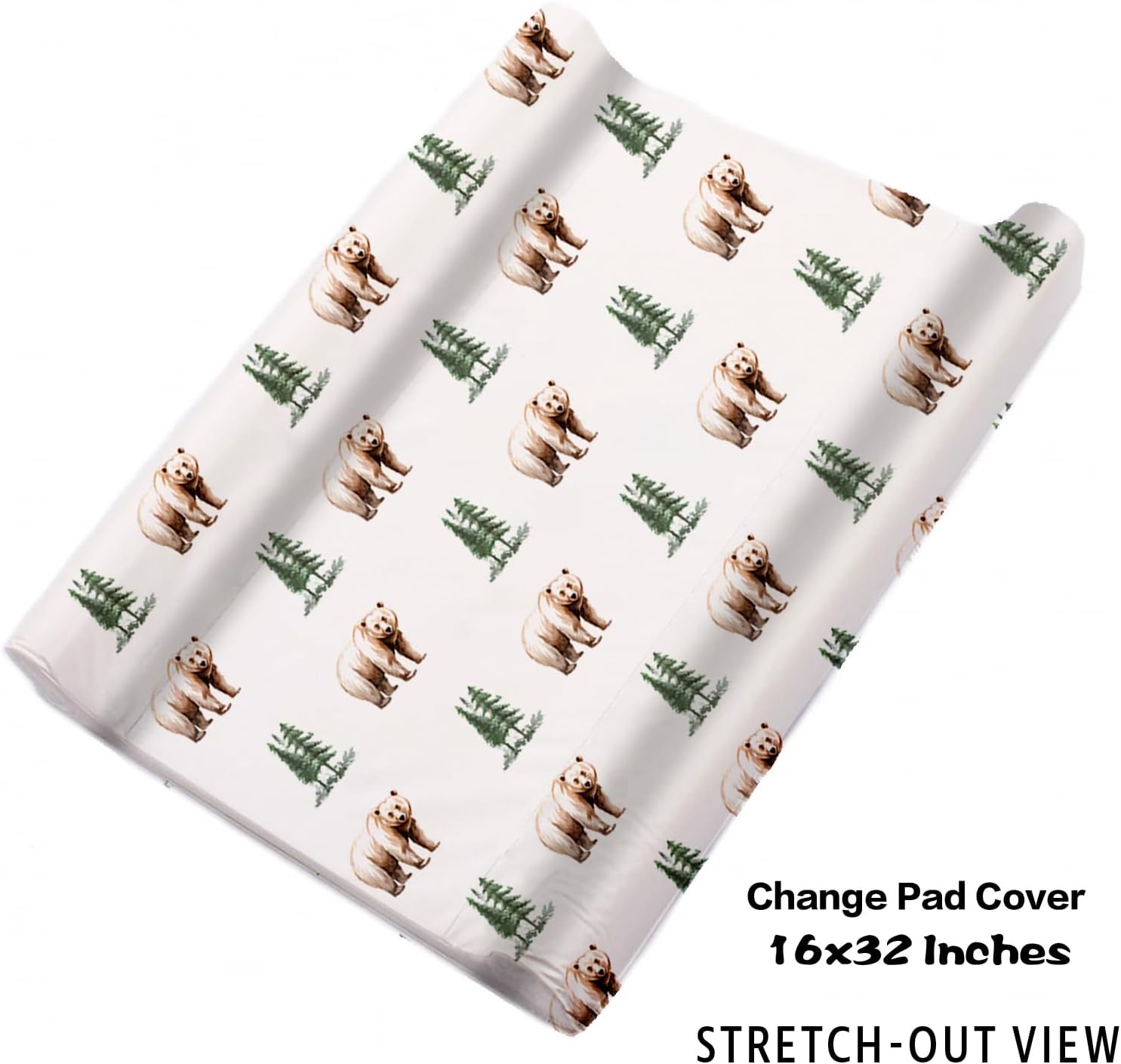 Personalized Baby Crib Bedding Set, 5-Piece Brown Bear Design Baby Crib Sets with Custom Name, Toddler Double Layer Blanket Fitted Sheets Changing Pad Cover Rug Wall Art Set, Charming Nursery Decor