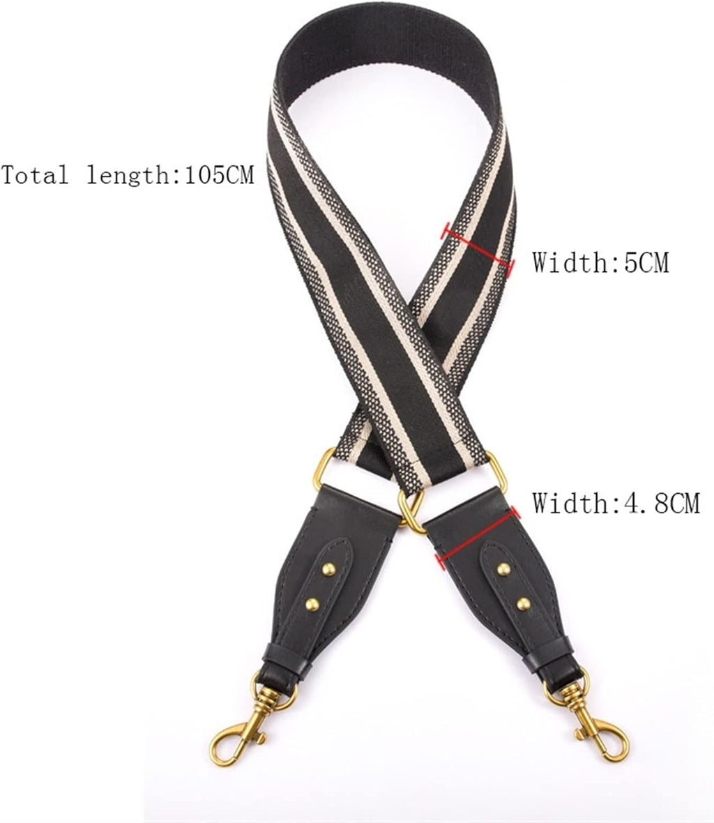 Canvas Shoulder Bag Strap Vintage Rivet Crossbody Width Shoulder Straps Leather Bag Part Accessories Apply to Saddle Bag (Color : Style 4 Size : Siver) (Style 4 Gun black)