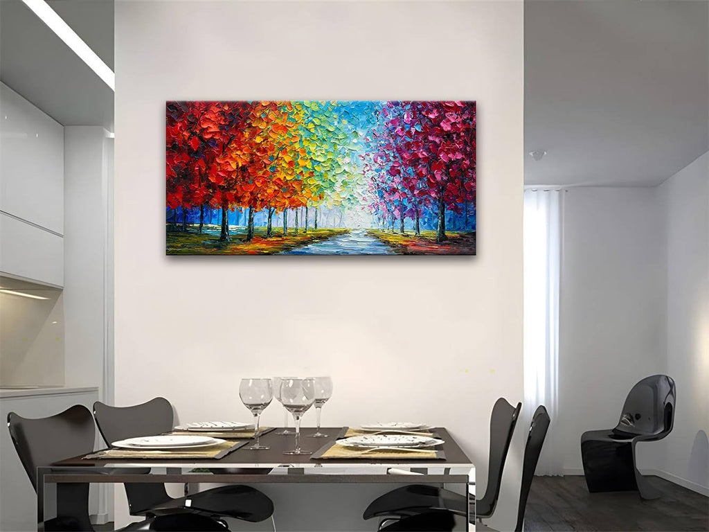 zoinart Colorful Oil Painting on Canvas, Abstract Landscape Wall Art, Texture Painting Wall Art, Modern Wall Painting for Living Room Deco