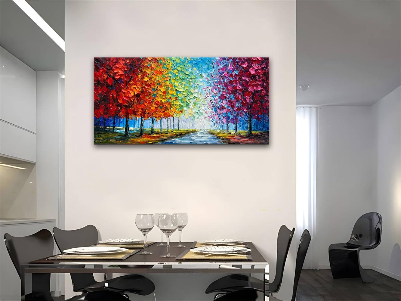 zoinart Colorful Oil Painting on Canvas, Abstract Landscape Wall Art, Texture Painting Wall Art, Modern Wall Painting for Living Room Deco