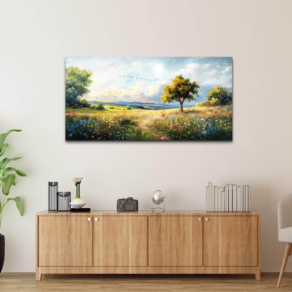Wapluam Large Wall Art For Living Room Wall Decor For Bedroom Office Decorations Pastoral Wall Paintings Scenery Abstract Watercolour Farmhouse Pictures Modern Posters Canvas Prints Artwork Home Decor