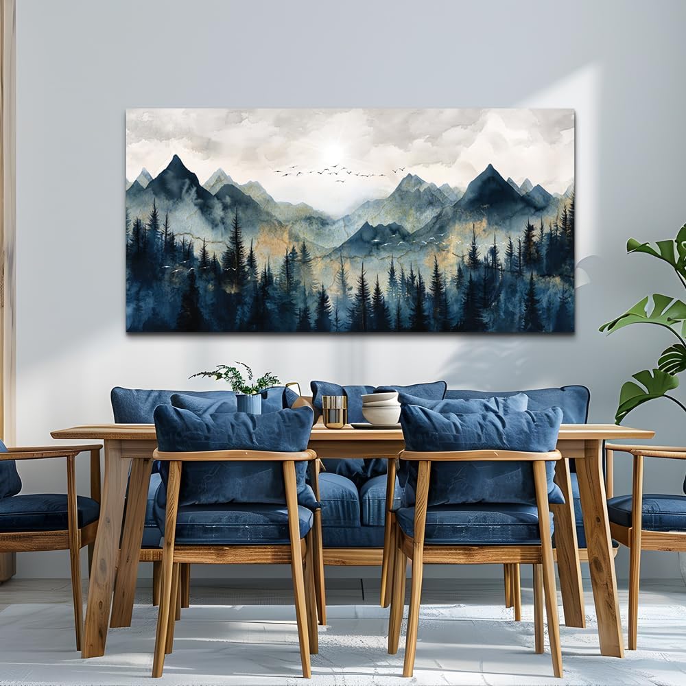 ERQINHUA Canvas Wall Decor For Bedroom Large Wall Art For Living Room Modern Office Decorations Abstract Watercolour Painting Mountain Landscape Wall Pictures Printed Artworks Home Decor 30'X60'