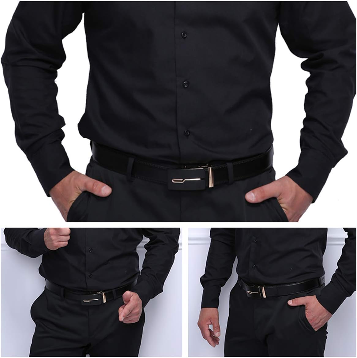 Micro-Adjust Slide Ratchet Genuine Leather Belt Men Dress Pants Shirt Executive Gift.