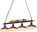 Rossesay Adjustable Pool Table Lights for 7'-8' Billiard Light Hanging Pool Table Fixture Lighting Pendant Lamp with Metal Shades for Game Rooms (Bulb Not Included) (Burgundy Red,4 Lights)
